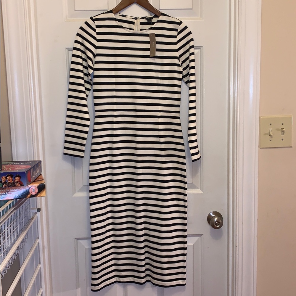 J. Crew Black and White Striped Dress